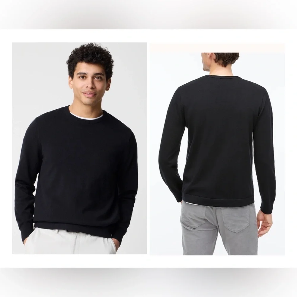 J. Crew Factory Men's Black‎ 100% Cotton Crewneck Sweater-Tee Preppy Classic XL